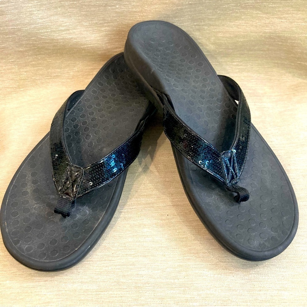 VIONIC Sz 10 Tide II Slip On Sequin Biomechanical Comfort Footbed Sandals